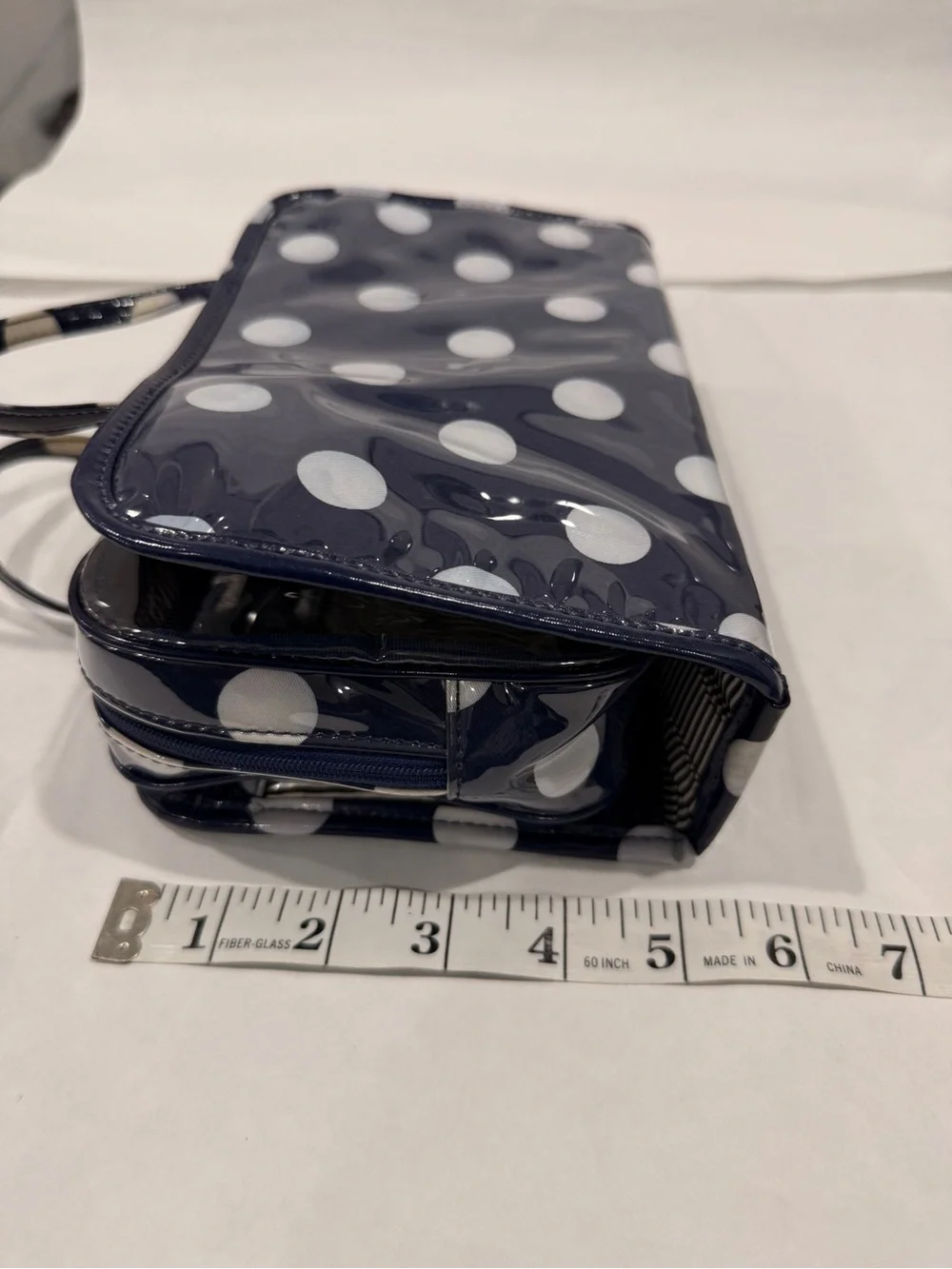 Kate Spade Le Pavillion Manuela Cosmetic Case in Navy Blue and White Polka Dot